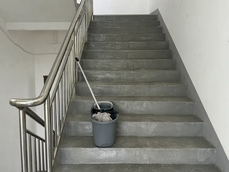 Stairwell after mop and polish